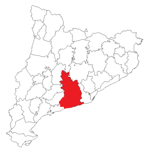 En rojo, las zonas de Catalunya con el distintivo IGP para el Gallo del Penedès