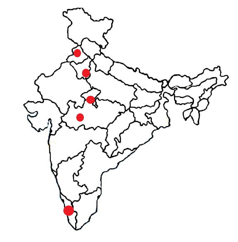 Las cinco zonas afectadas en la India